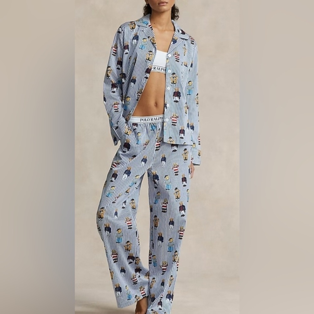 Polo Ralph Lauren Iconic Madison Bear Striped Pajama Set size XL NWT - Picture 2 of 10